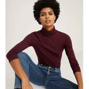 NWT REISS CHARLIE MODAL TURTLENECK TOP - BERRY - SIZE SMALL